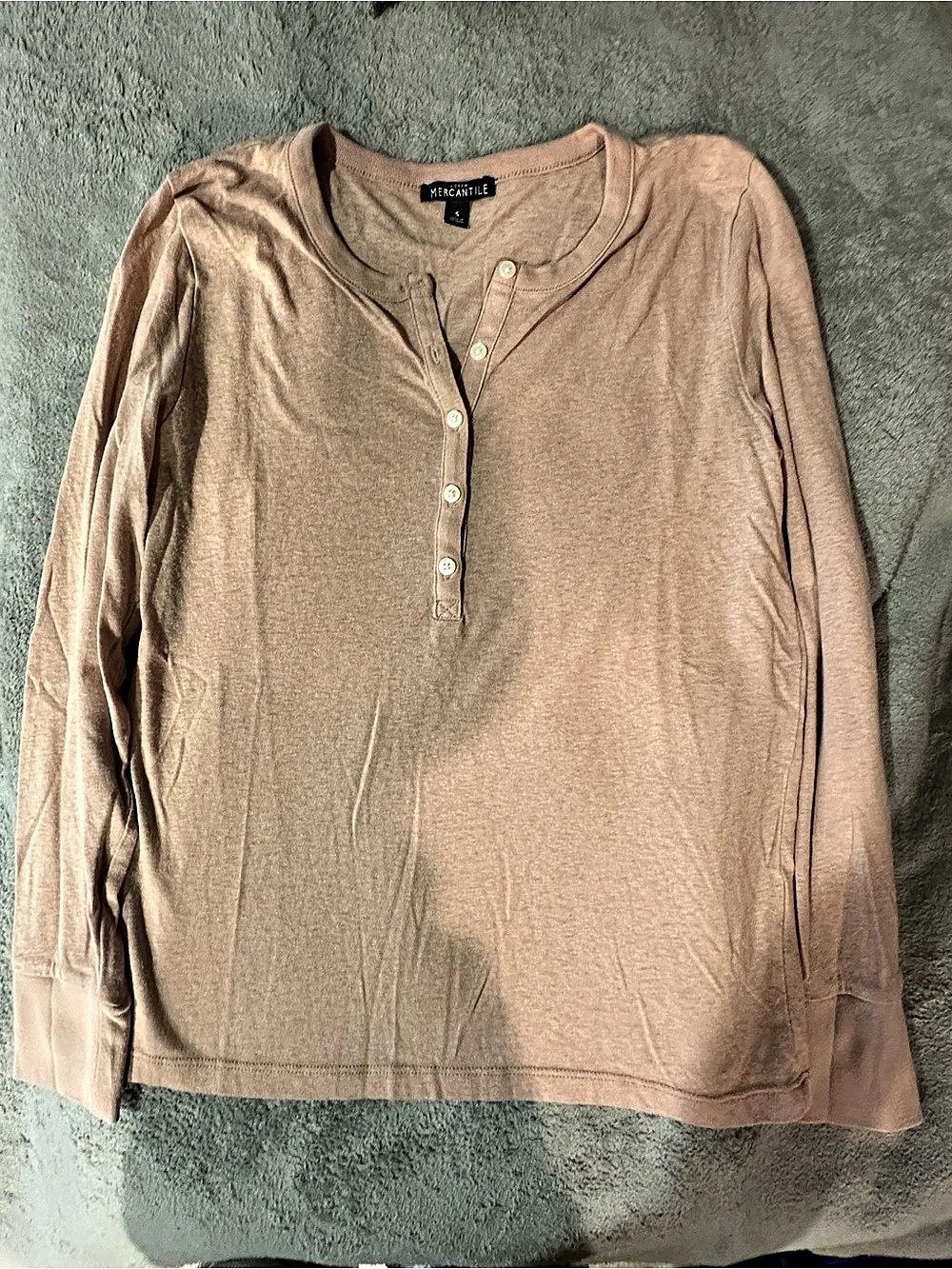 Mercantile Long Sleeve Henley in light pink Size Small